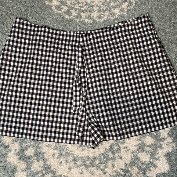 Paper London Gingham Tie Black and White Checkered Shorts Size 12 - Picture 1 of 6